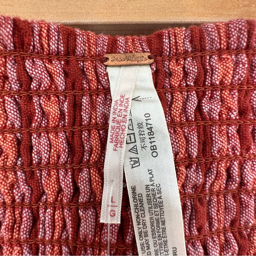 Free People NWT Salty Waters Bandeau Top Orange Motif Size Large - Picture 5 of 8